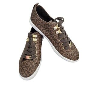 GBG Guess Los Angeles Logo Shoes Womens 8M Maddey  Low Sneakers W/Gemstone